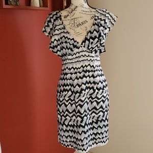 Sleeveless Sheer Black, White & Grey Dress, Medium